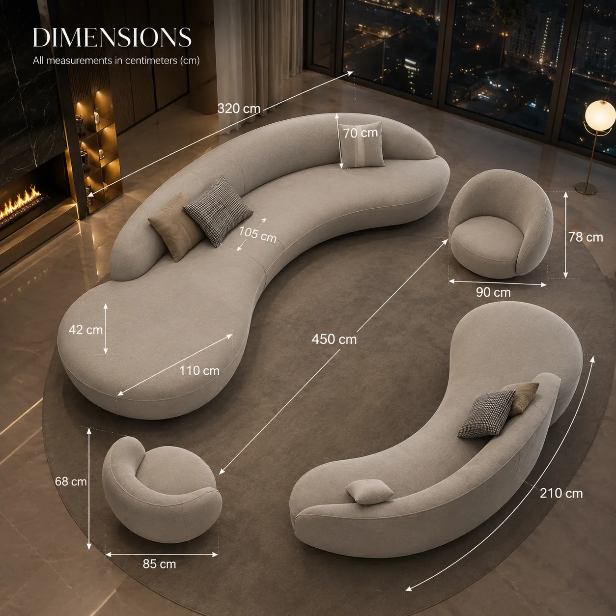 Curved Boucle Sofa Dubai