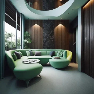 Sage Green Curved Sofa Dubai
