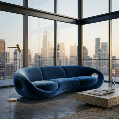 Sculptural Velvet Infinity Sofa